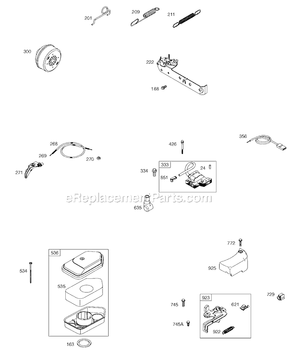 Page D Diagram and Parts List for 9S500SERIES  Briggs and Stratton Engine
